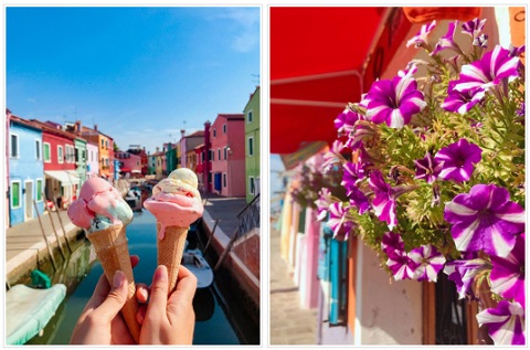 Lang thang trên đảo cầu vồng Burano với kem và ngắm nhìn hoa cũng đủ khiến ta hạnh phúc