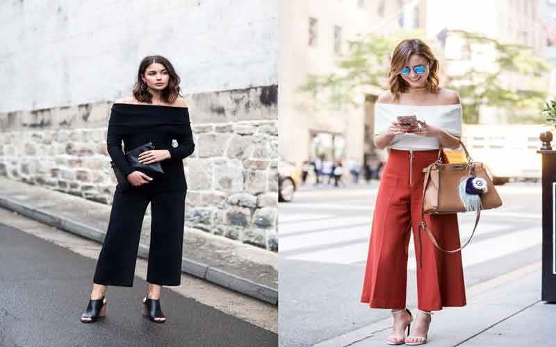 Croptop trễ vai + Quần culottes Jeans