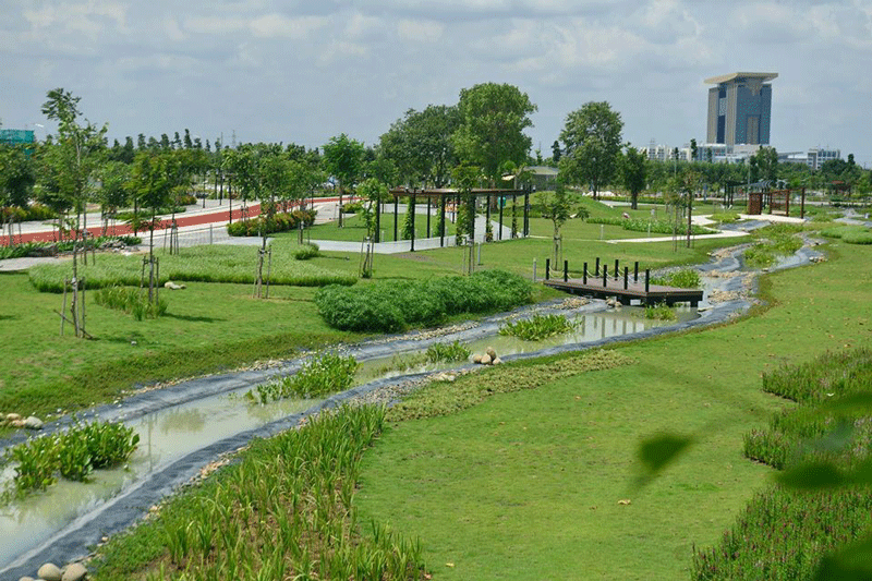 Không gian xanh ở công viên Midori Park