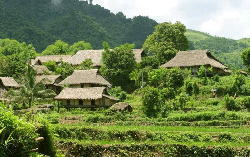 Những ngôi nhà sàn đơn sơ