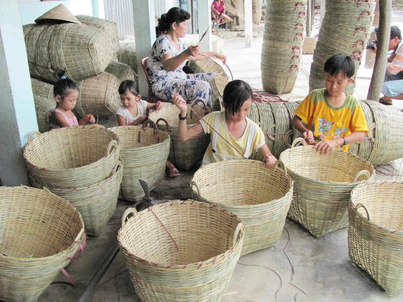 Những sản phẩm của làng nghề đan lát Phước Tuy