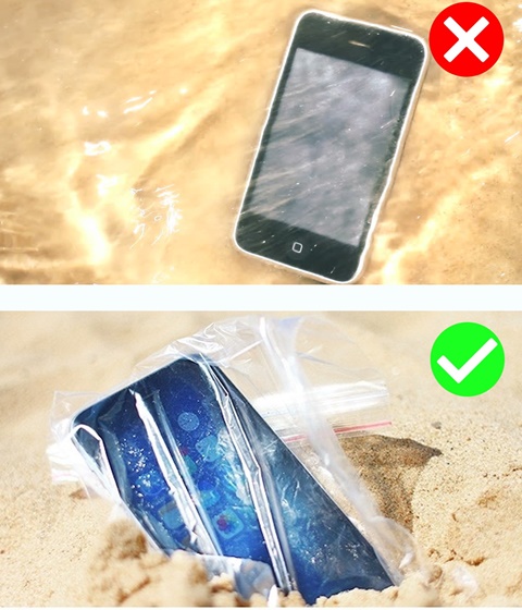 Túi zip sẽ bảo vệ điện thoại không bị vào nước 