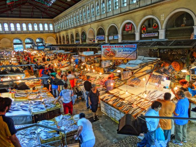 Chợ Varvakios Agora là khu chợ công tốt hàng đầu Athens