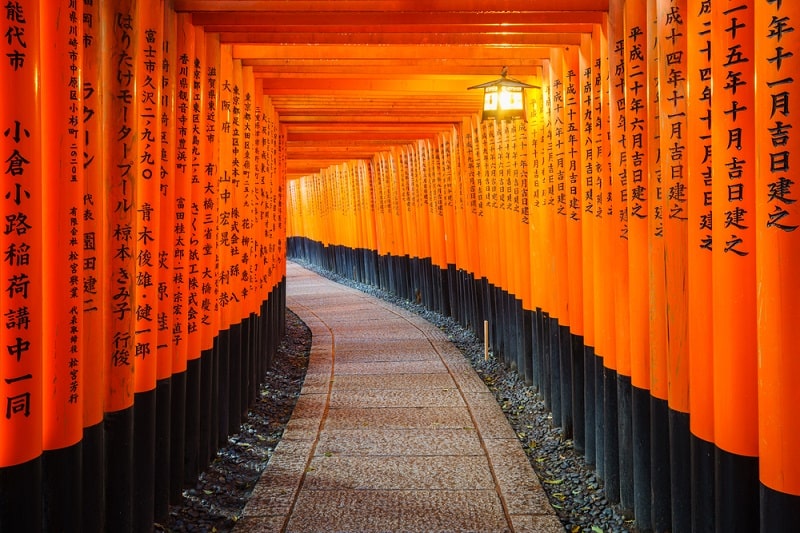 Cổng Torri huyền thoại ở Đền Fushimi Inari Taisha 