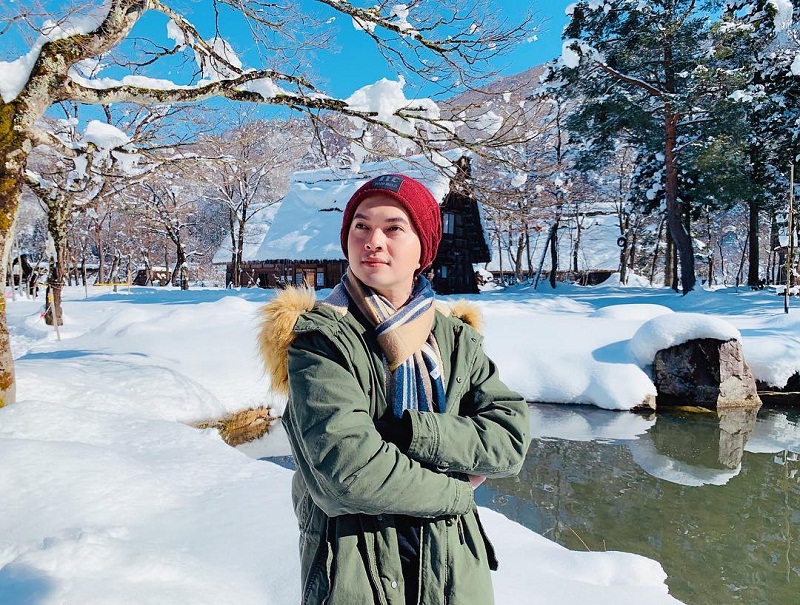 Nam Cường mê mẩn trước khung cảnh tuyệt đẹp đầy tuyết trắng ở Nhật Bản