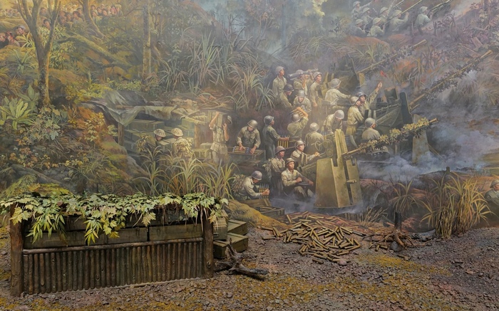 Trường đoạn 2 của bức tranh bức tranh Panorama khổng lồ ở bảo tàng Điện Biên Phủ