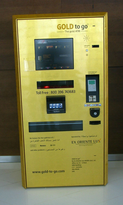 Một cây ATM rút vàng ở Dubai.