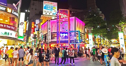 Phố Ximending nhộn nhịp về đêm