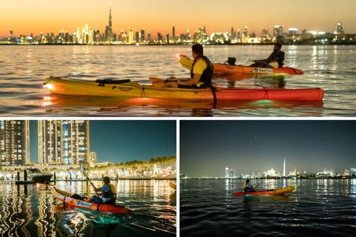 Chèo thuyền kayak là hoạt động về đêm ở Dubai mới lạ