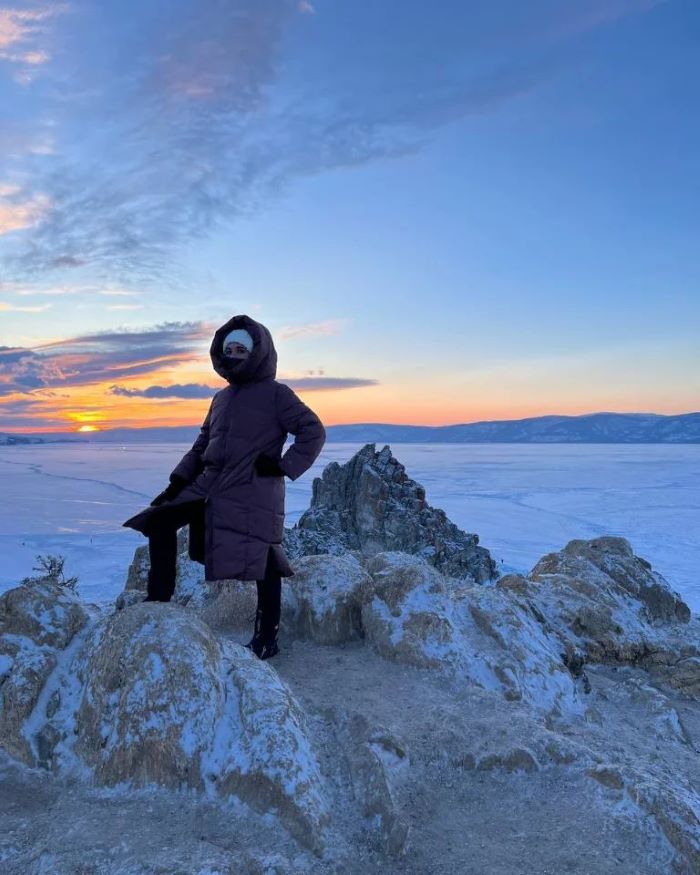 Đảo Olkhon ở hồ Baikal ở Nga vào mùa đông