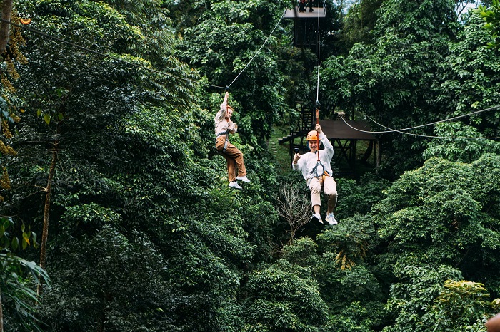 chơi zipline tại P'apiu Resort Hà Giang