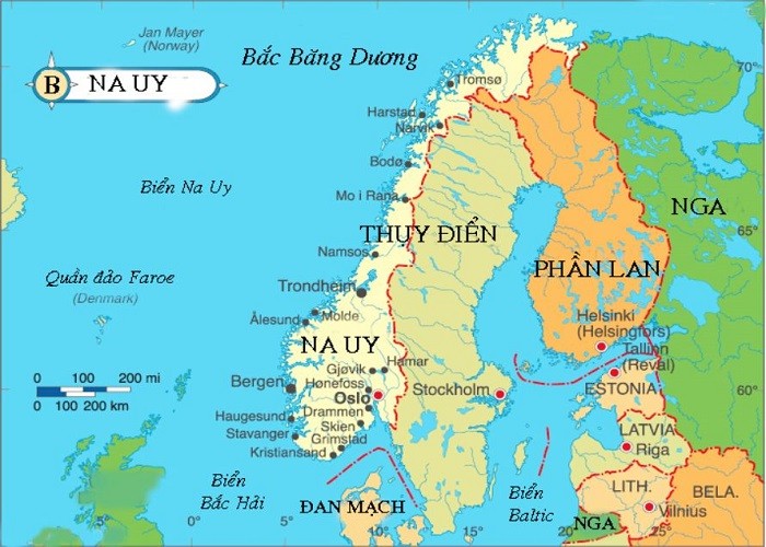 vị trí nauy trên bản đồ