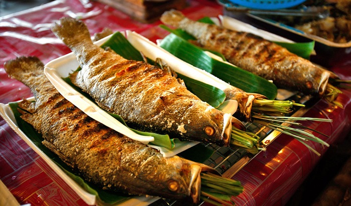 Grilled stream fish.
