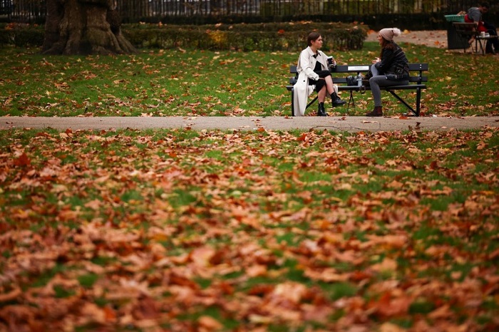 Lá thu rơi đầy trong khuôn viên quảng trường Russell Square, London, Anh. 