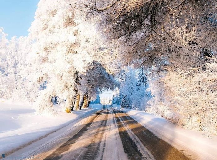 Con đường tuyết trắng Mustolanmaki ở Phần Lan. 