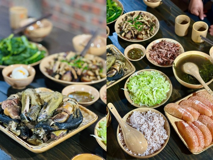 Mâm cơm bản địa hấp dẫn với các món đặc sản vùng cao.