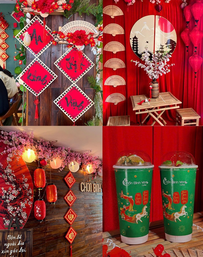 Rất nhiều góc đã lên đồ quán cà phê trang trí Tết ở Nha Trang
