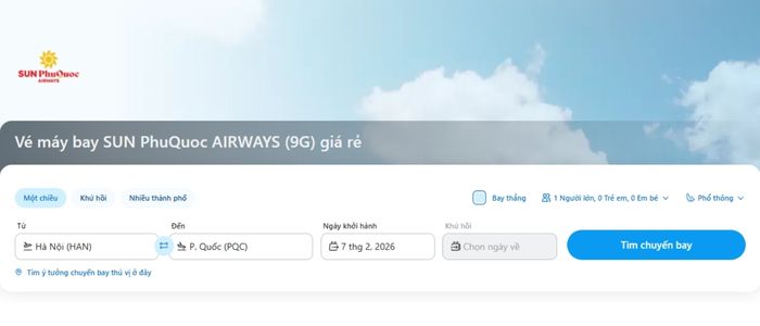 Cách đặt vé SUN PhuQuoc Airways