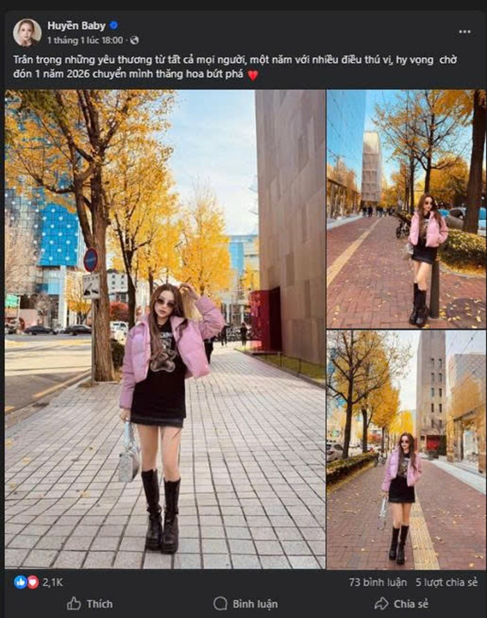 Huyền Baby chia sẻ cảm xúc trên trang cá nhân