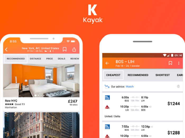 Kayak - ứng dụng đặt vé máy bay online tốt nhất