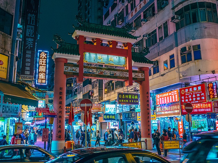 cổng chính chợ đêm Temple Street Hồng Kông