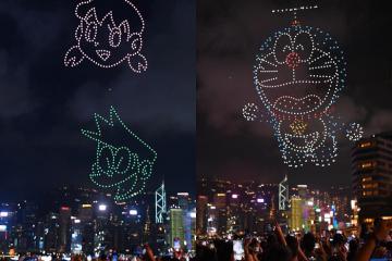 Cảng Victoria Hong Kong tổ chức lễ hội drone tái hiện nhân vật Doraemon