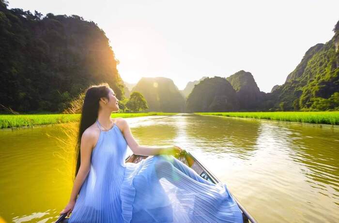 Mê mẩn Tam Cốc Ninh Bình mùa lúa chín đẹp tựa ‘biển vàng’ bước ra từ trang sách