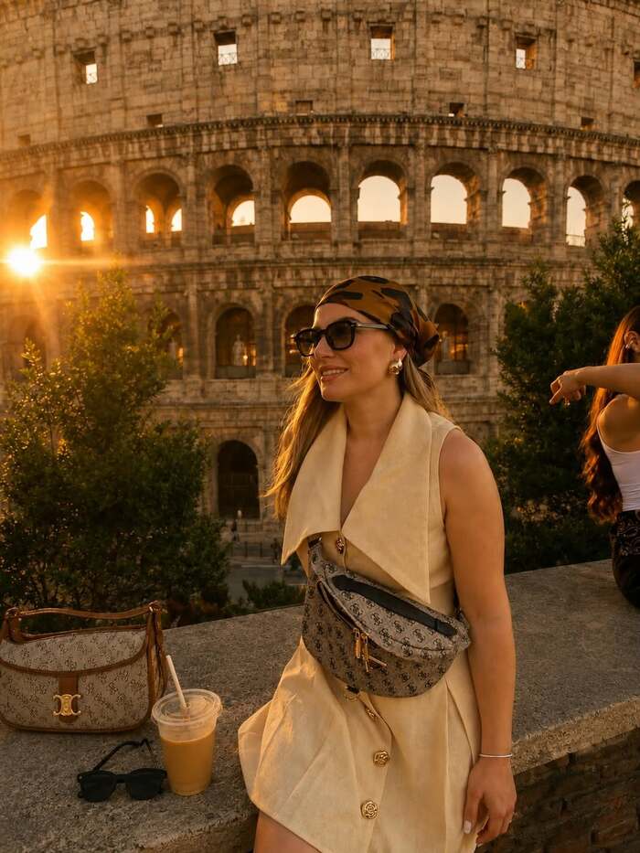Ngắm hoàng hôn ở đấu trường La Mã cổ đại Colosseum Ý