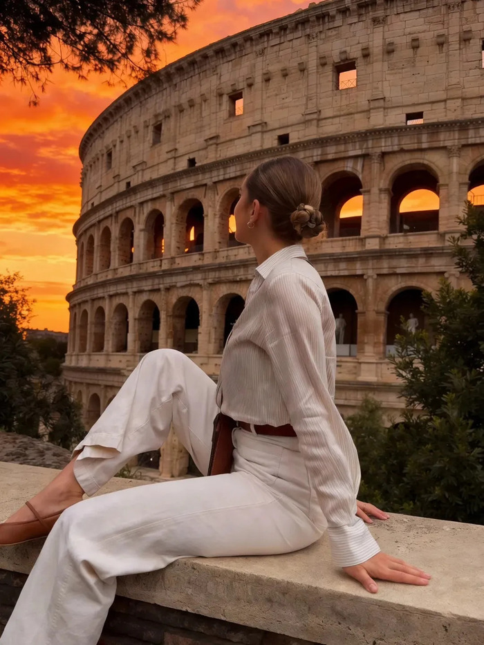 Ngắm hoàng hôn ở đấu trường La Mã cổ đại Colosseum Ý