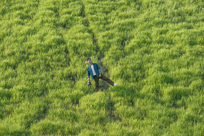 Tới đồng cỏ 68 Mộc Châu xung quanh là cỏ cây xanh rì.