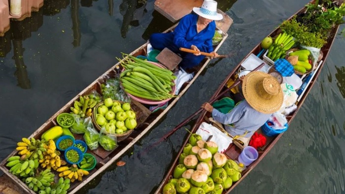 khu chợ nổi đông đúc nhất ở Bangkok