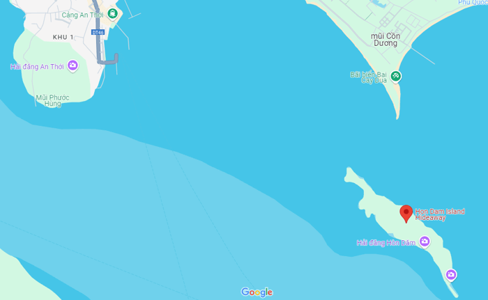 Hình ảnh Hòn Dăm Phú Quốc trên bản đồ