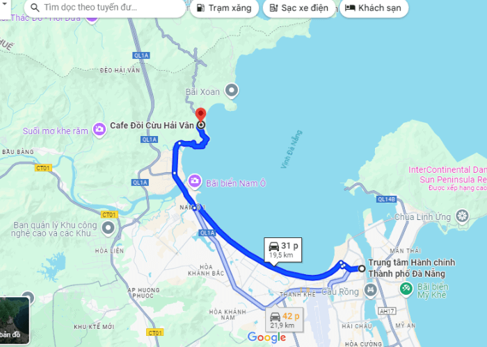 Hướng đi quán cafe cừu Đà Nẵng từ trung tâm thành phố Đà Nẵng