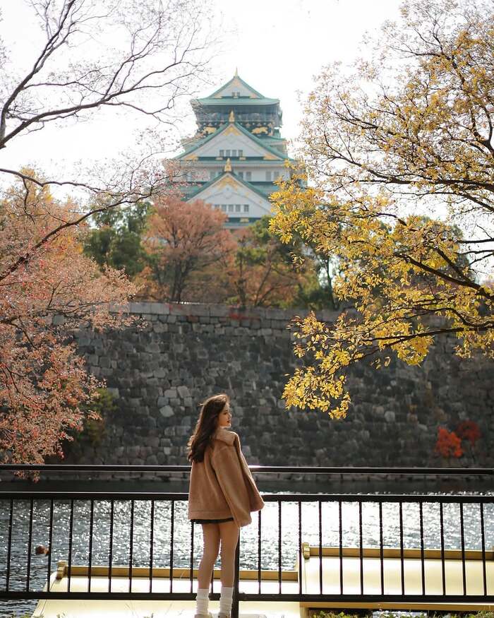 Tổng hợp các địa điểm ngắm lá đỏ Nhật Bản - Lâu đài Osaka