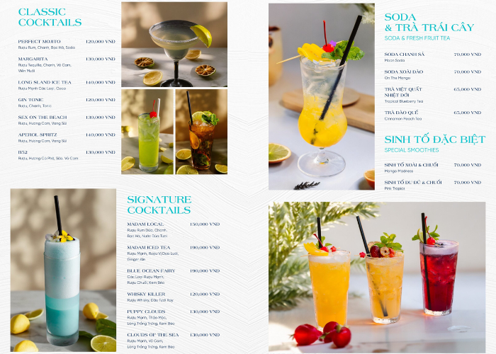 Menu đồ uống của Shri Beach Club