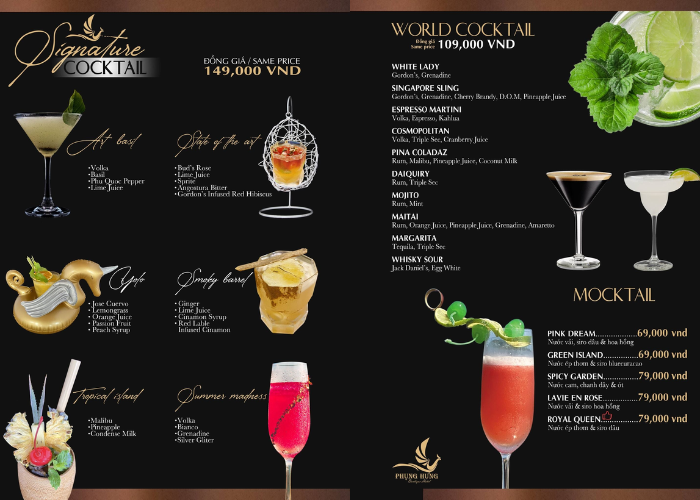 Menu của PH Rooftop Bar & Lounge