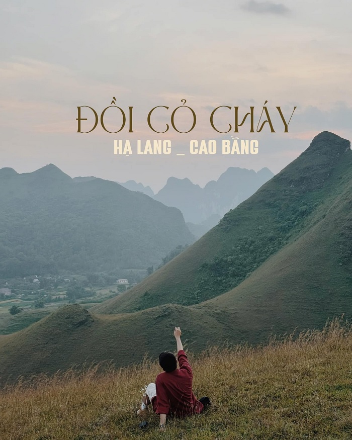 Kinh nghiệm đi đồi cỏ cháy Ba Quáng Cao Bằng là đồi cỏ này cách trung tâm thành phố gần 70km
