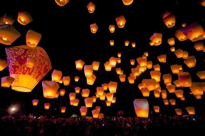 Binh Khe sky lantern festival, a unique festival in Taiwan. 