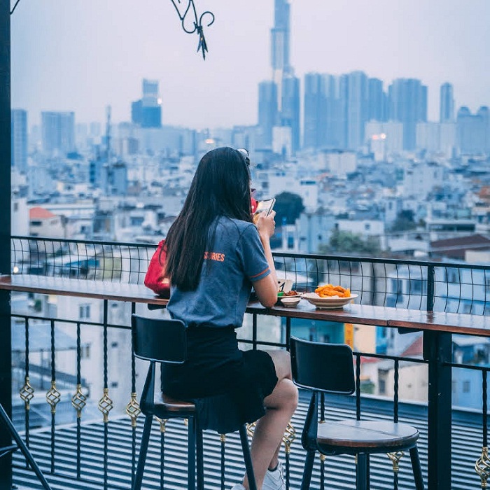 quán cafe trên cao tại Sài Gòn 