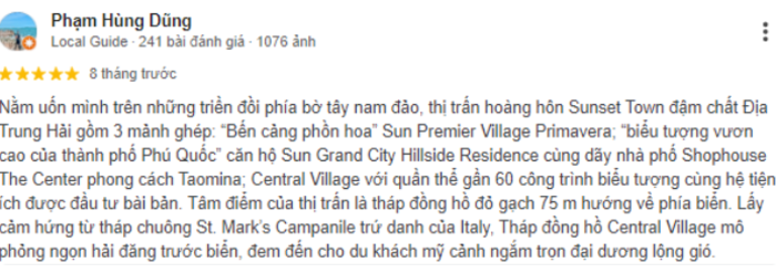 Review thị trấn hoàng hôn của du khách Hùng Dùng cho biết thị trấn Hoàng Hôn là khu du lịch với nhiều tổ hợp vui chơi, giải trí dành cho mọi lứa tuổi